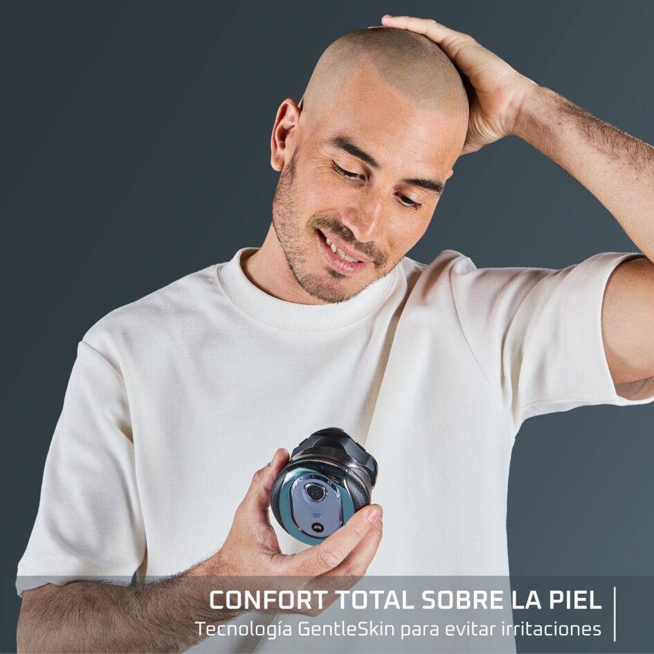 Afeitadora de Cabeza Barber Experience 5 cabezales con cuchillas de recubrimiento de titanio, apura hasta 0,1 mm, autonomía de 80 min, resistente al agua, cuchillas flexibles, neceser de viaje