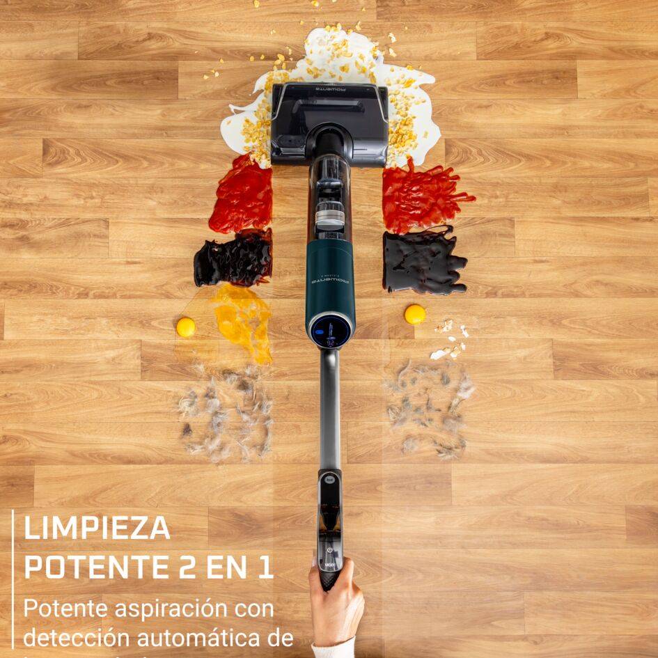 X-Clean 7 de Rowenta, Fregona Eléctrica Sin Cable, Wet & Dry, 50 min Autonomía, Luces Led, Autolimpieza