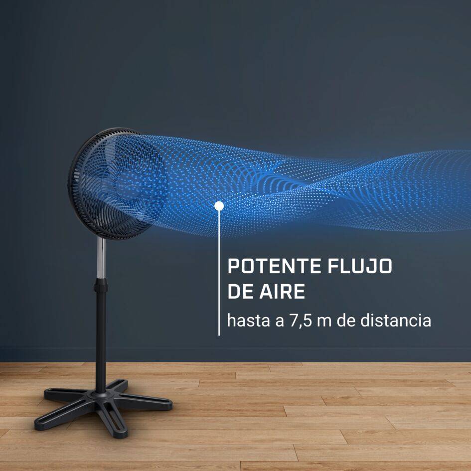 Turbo Essential, ventilador de pie, potente, menor consumo energético