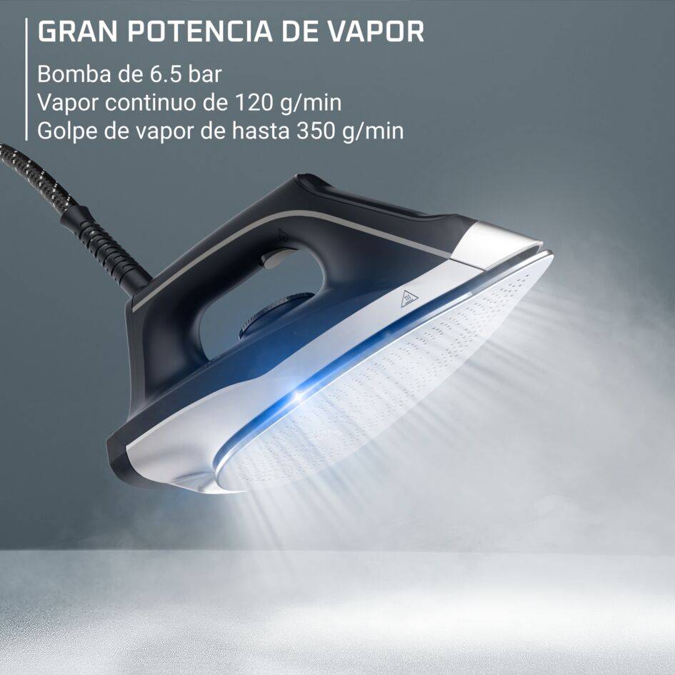 Turbosteam de Rowenta, Centro de planchado, 6,5 bares, Golpe de vapor de 350 g/min, Suela MicroSteam, Modo Eco, VR8325F0