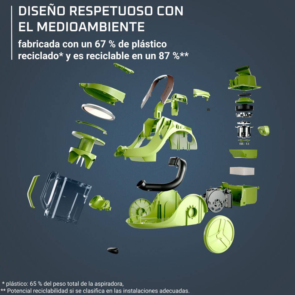 Green Force Cyclonic Max de Rowenta, Aspiradora Sin Bolsa, 900 W, Modelo Clásico, Diseño Ecorresponsable, 2,5&nbsp;L de capacidad