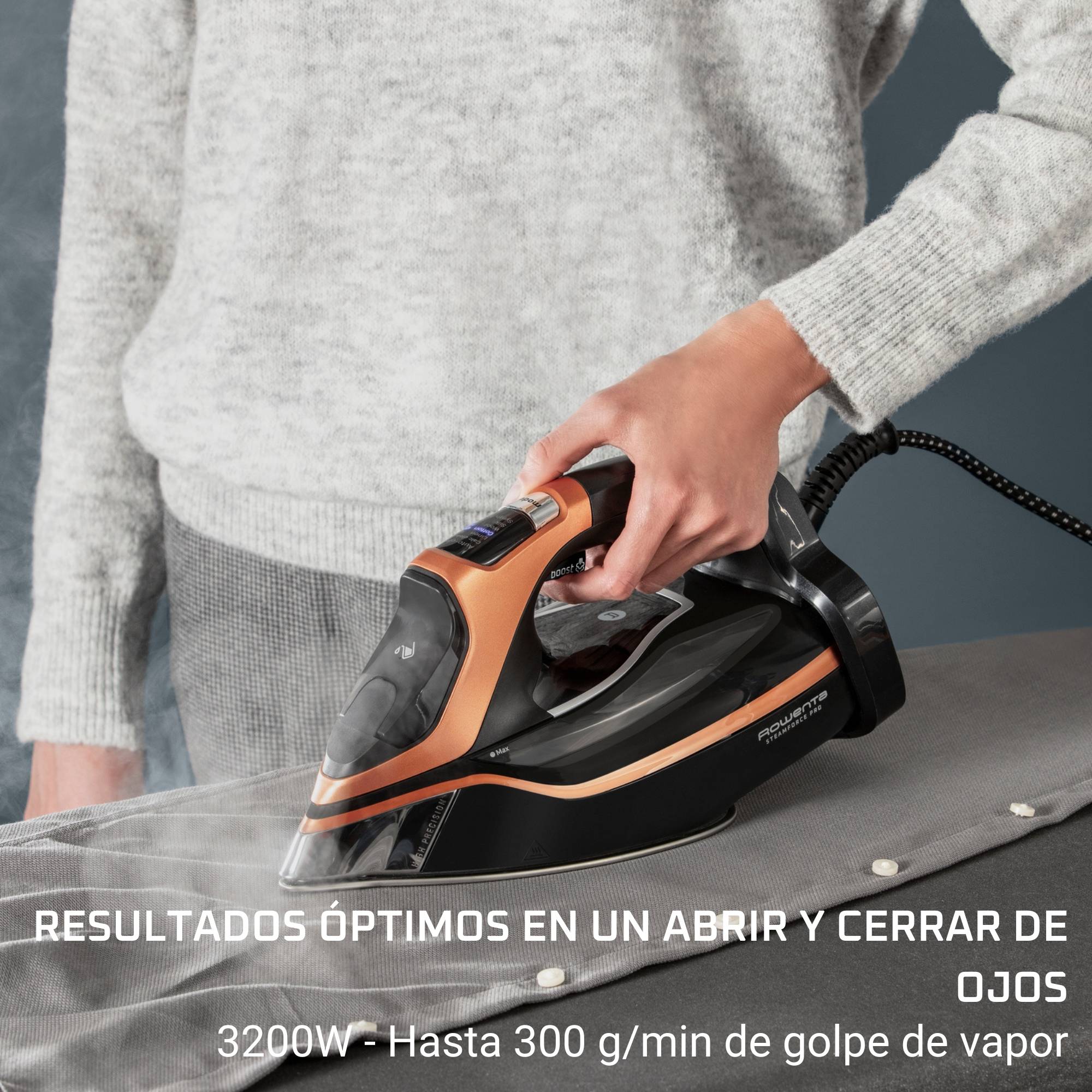 Steamforce Pro, Plancha de Vapor, 3200 W, Cómodo, Pantalla inteligente con 5 preajustes