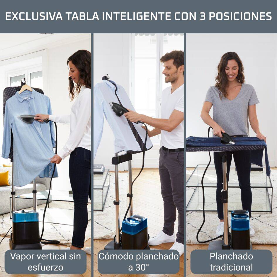 Ixeo Power de Rowenta, Centro de planchado todo en uno, Tabla inteligente de 3 posiciones, Tecnología de alta presión