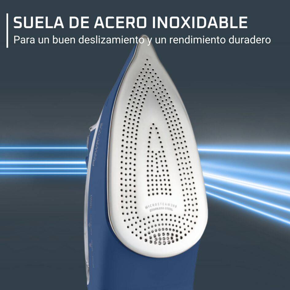 Effective + de Rowenta +, Plancha de vapor, 2400 W de potencia, golpe de vapor de 120 g/min, ajustes fáciles de usar, función de vapor automático, suela de acero inoxidable,