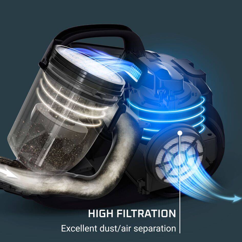 COMPACT POWER CYCLONIC CLASSIC NEGRO Y AZUL + 2 ACCESORIOS