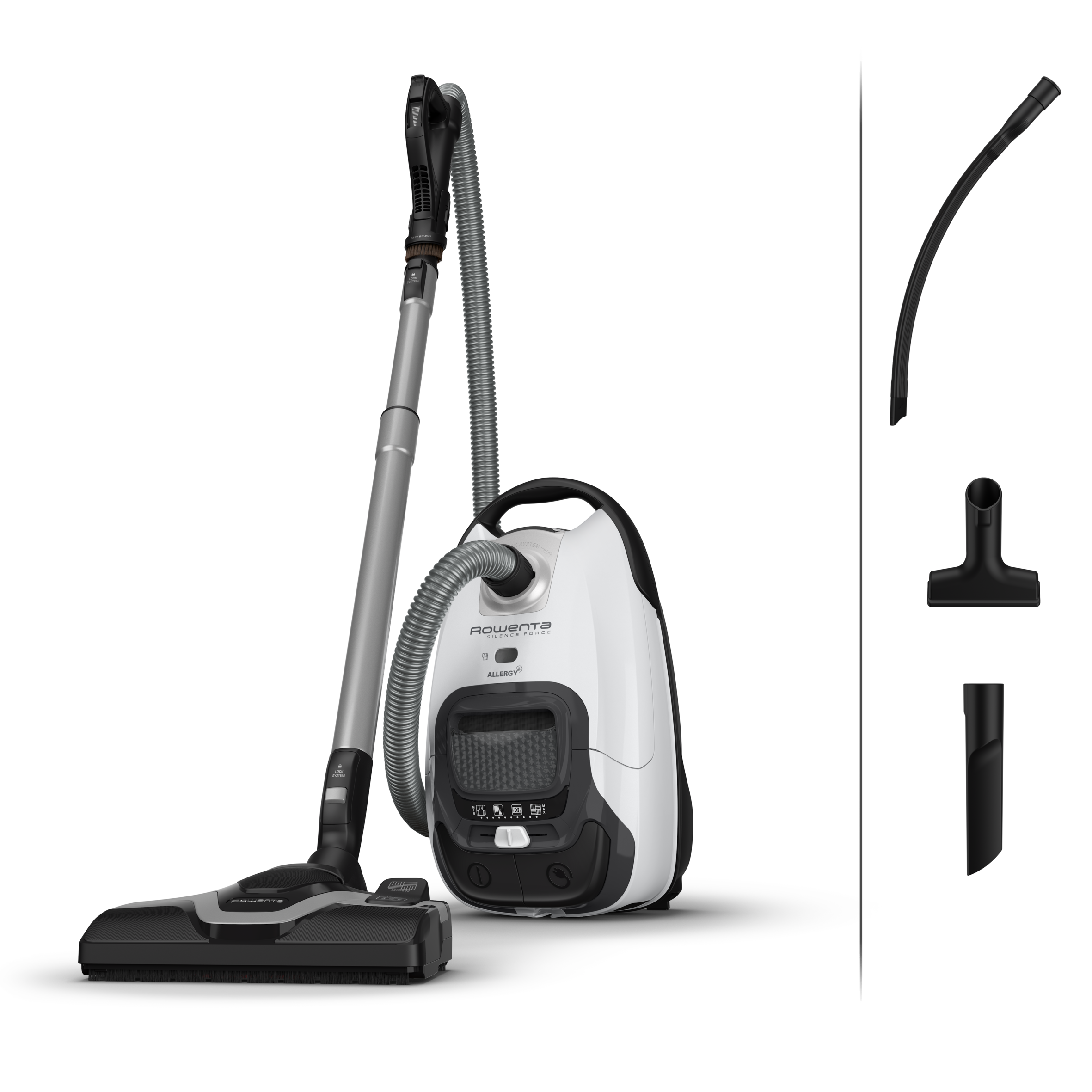 Silence Force de Rowenta, Aspiradora con bolsa, Allergy+, boquilla para ranuras integrada, Silenciosa, bolsa Hygiene+ de 4,5 L, Optimizacion de energía