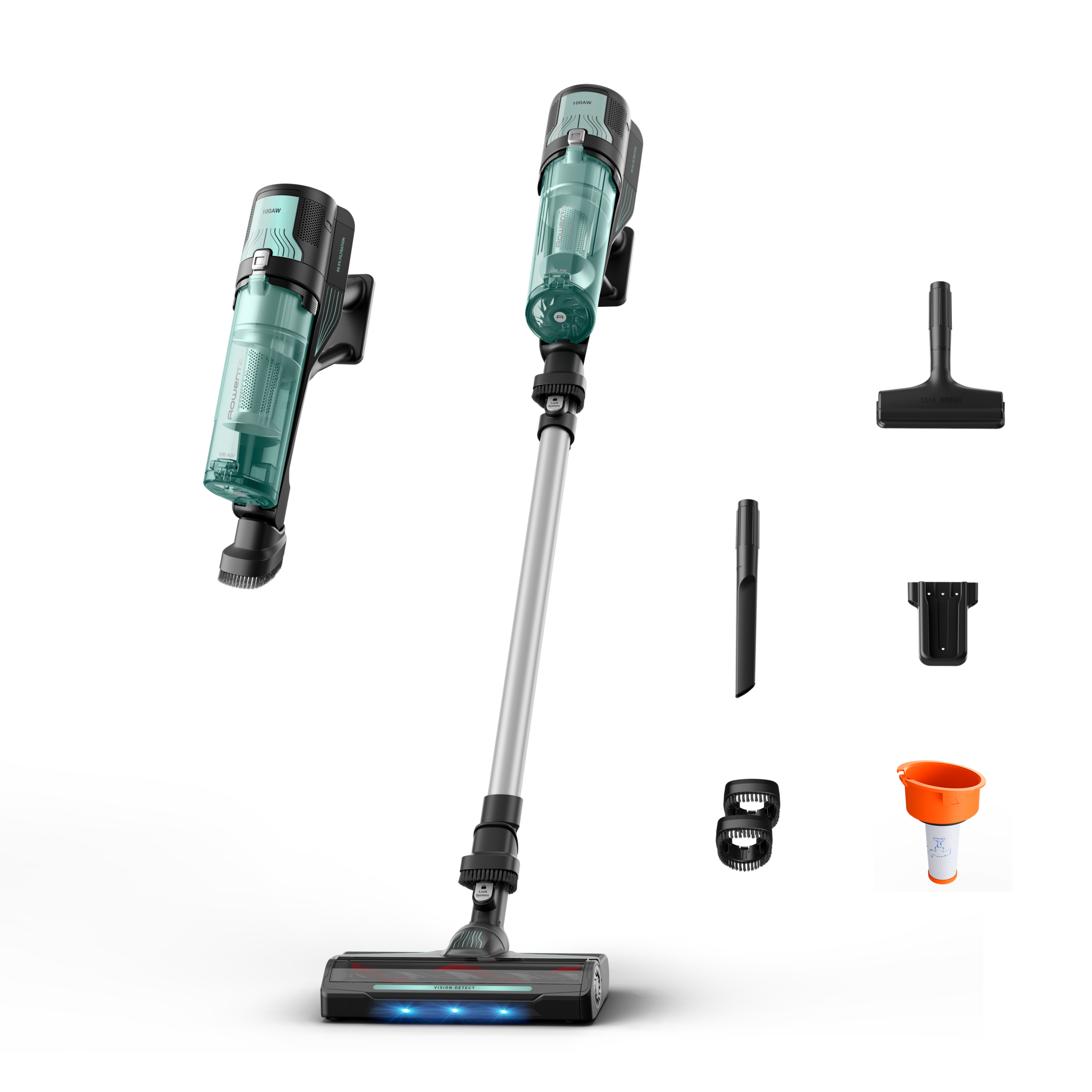X-Force 8.80 de Rowenta, Aspirador Escoba Sin Cable, Limpieza Potente, 100 AW, Larga autonomía, 1,3 kg en modo de mano, Modelo para alergias