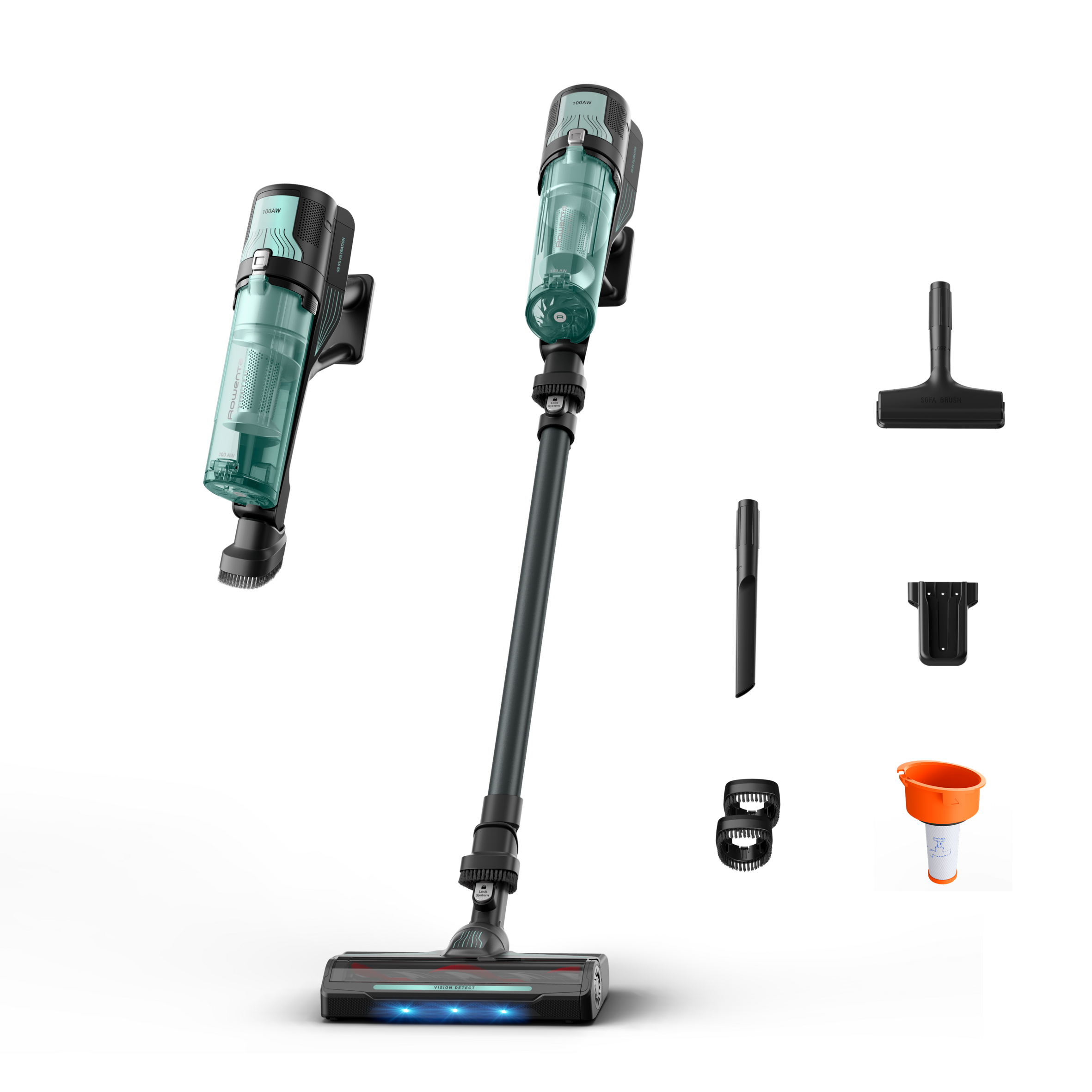 X-Force 8.80 de Rowenta, Aspiradora Escoba Sin Cable, limpieza potente, 100 AW, Larga autonomía, 1,3 kg en modo de mano, Modelo para Alergias