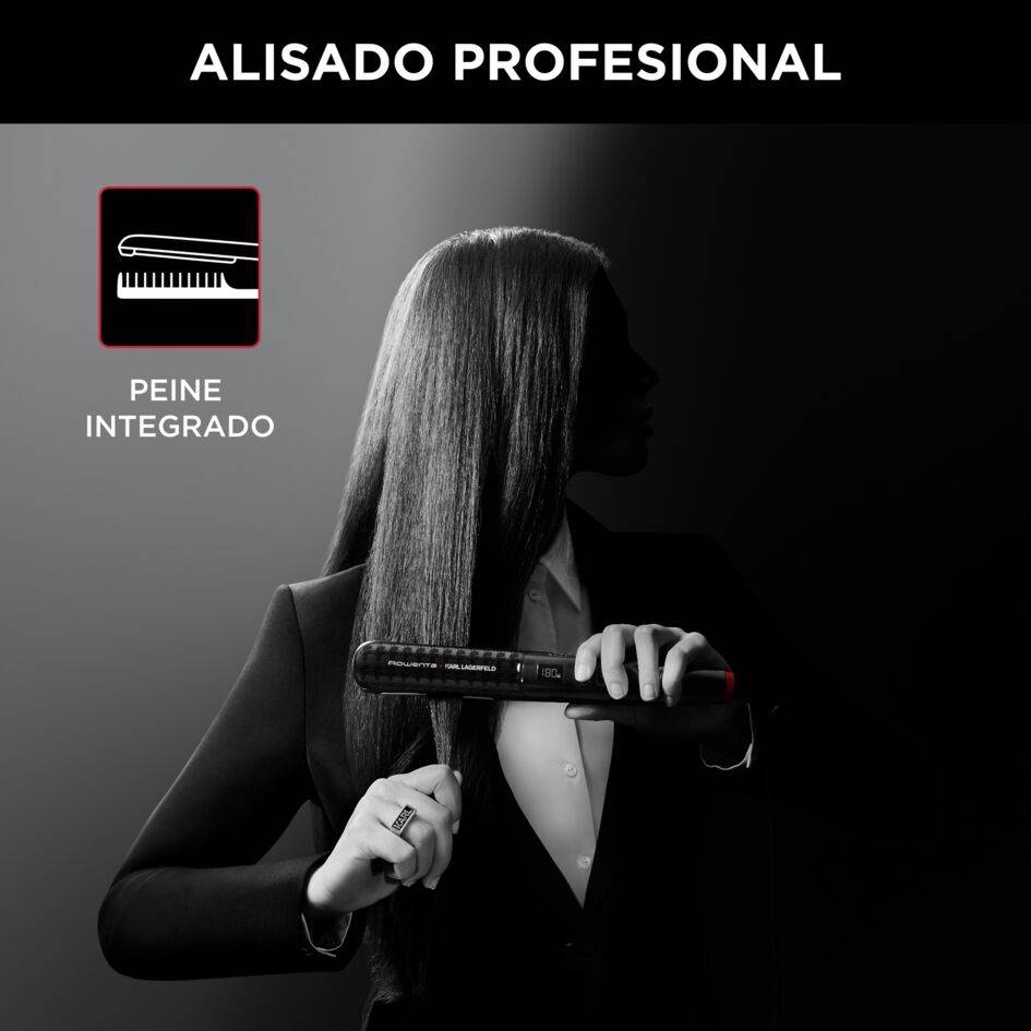 K/ Pro Stylist Karl Lagerfeld, Plancha de pelo, Cepillo integrado removible, Revestimiento Keratin & Glow