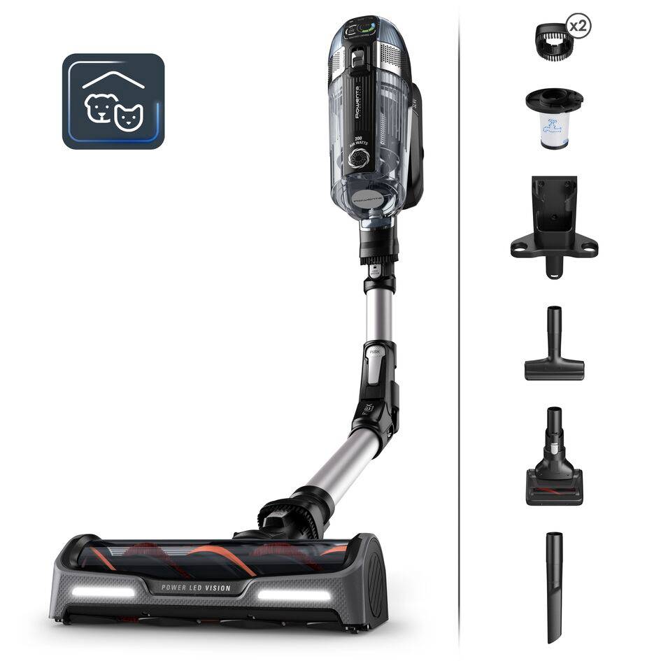 X-Force Flex 14,60 Animal Care de Rowenta, Aspiradora sin cable, 200 airwatts, 0,9 L, Pantalla Smart Control, Sistema Flex, Animal Kit