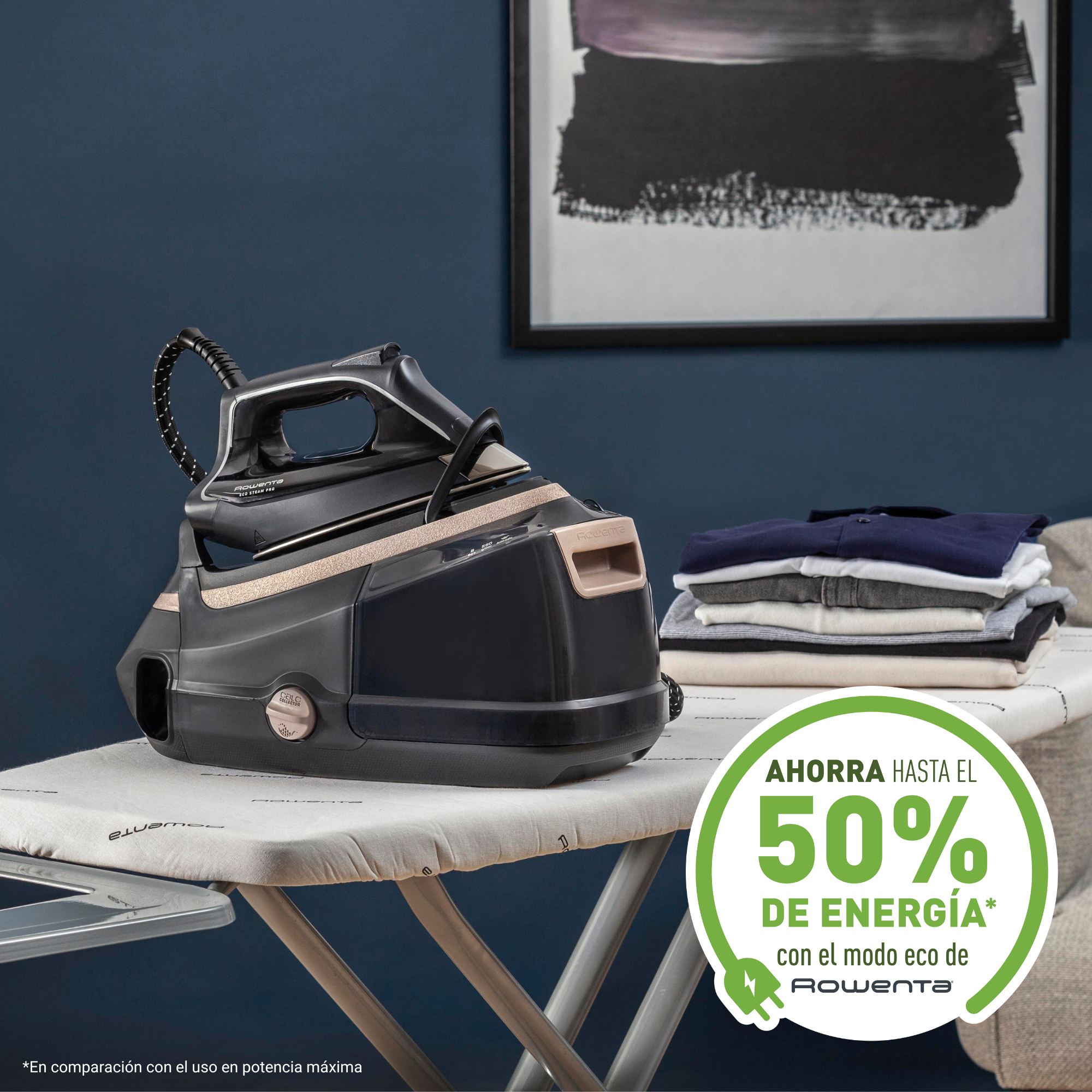 Eco Steam Pro, Centro de planchado, 8 bares, golpe de 580 g/min, modo Eco