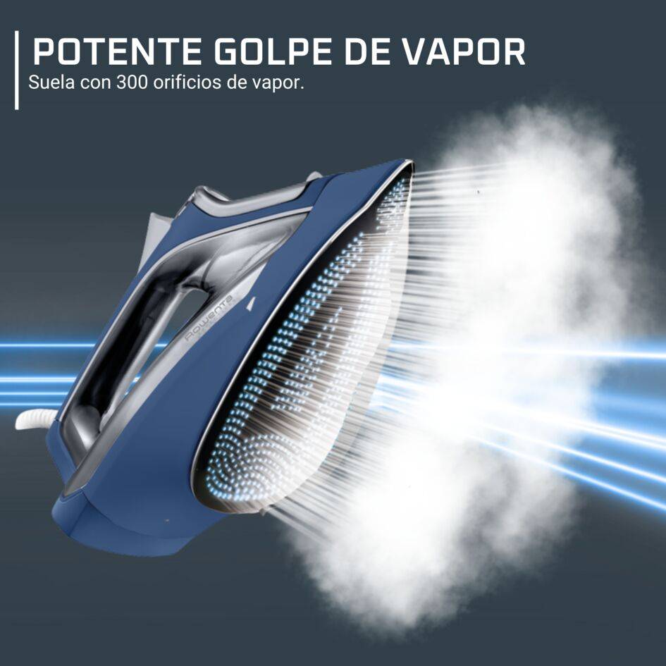 Effective + de Rowenta +, Plancha de vapor, 2400 W de potencia, golpe de vapor de 120 g/min, ajustes fáciles de usar, función de vapor automático, suela de acero inoxidable,