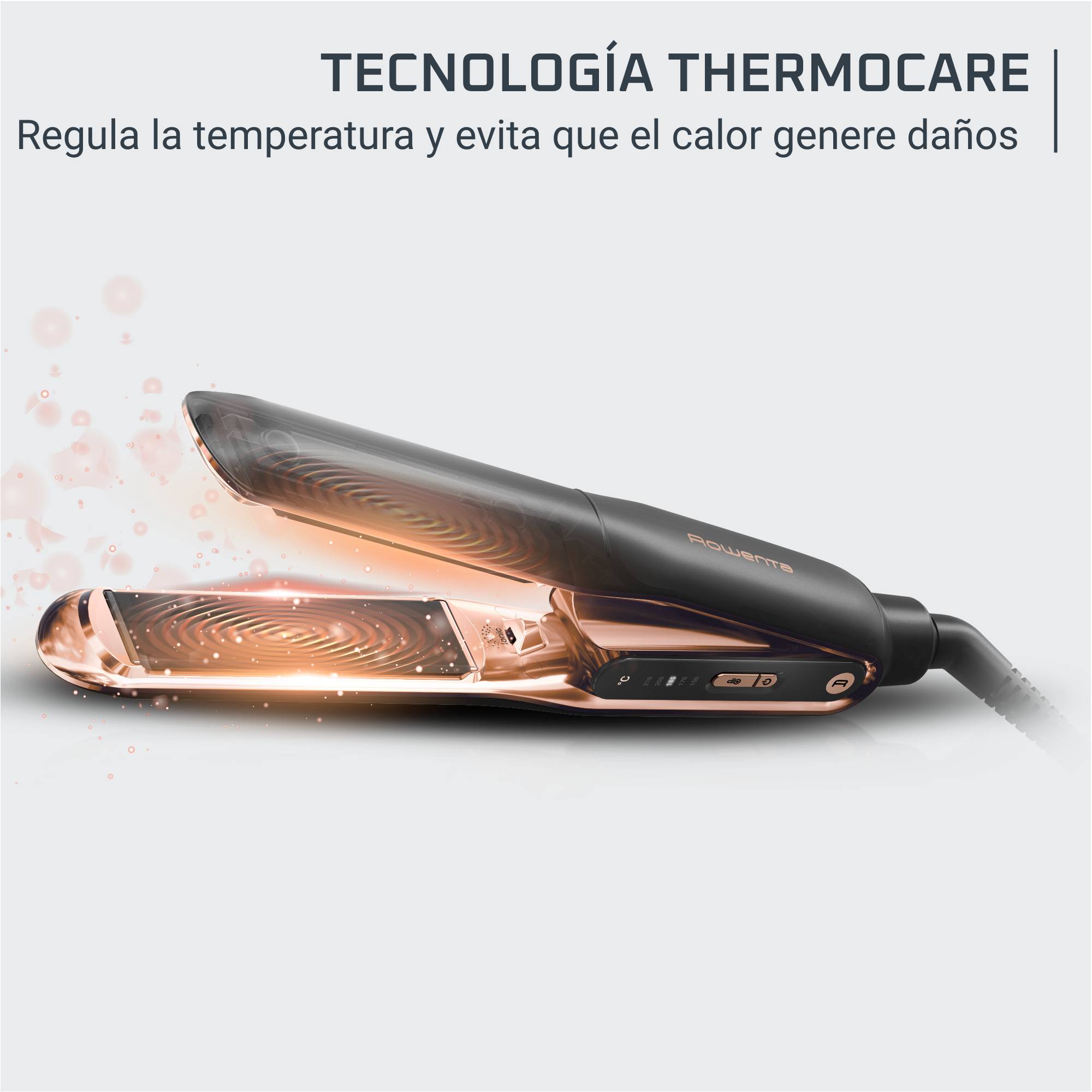 Thermocare Ultimate Experience de Rowenta, Plancha de pelo, 5 temperaturas, Revestimiento de Titanio, Tecnología Thermocare