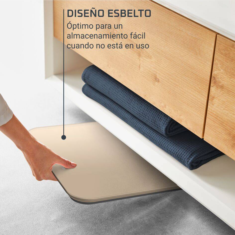 Classic de Rowenta, Báscula de baño, Pantalla invisible de fácil lectura, 180&nbsp;kg de capacidad, Dorada