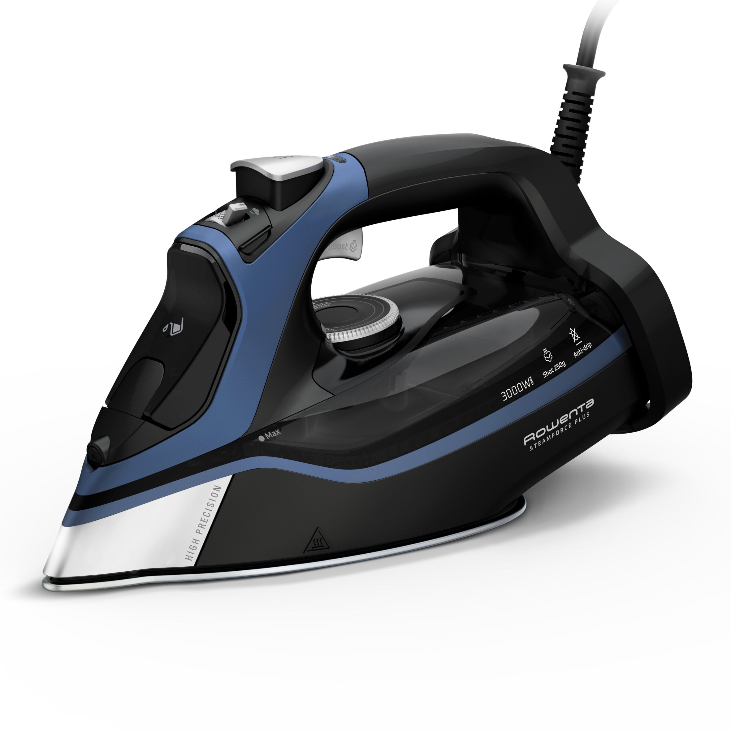 Steamforce de Rowenta, plancha de vapor, 3000 W, vapor continuo de 45 g/min, golpe de vapor de 250 g/min, óptima distribución del vapor, protección antigoteo, apagado automático, depósito de agua de 350 ml