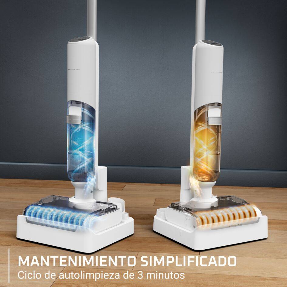 X-Clean 5 Pro de Rowenta, Fregona Eléctrica Sin Cable, 2 en 1, Modo De Detección Automática, Limpieza En Profundidad, Mantenimiento Sencillo
