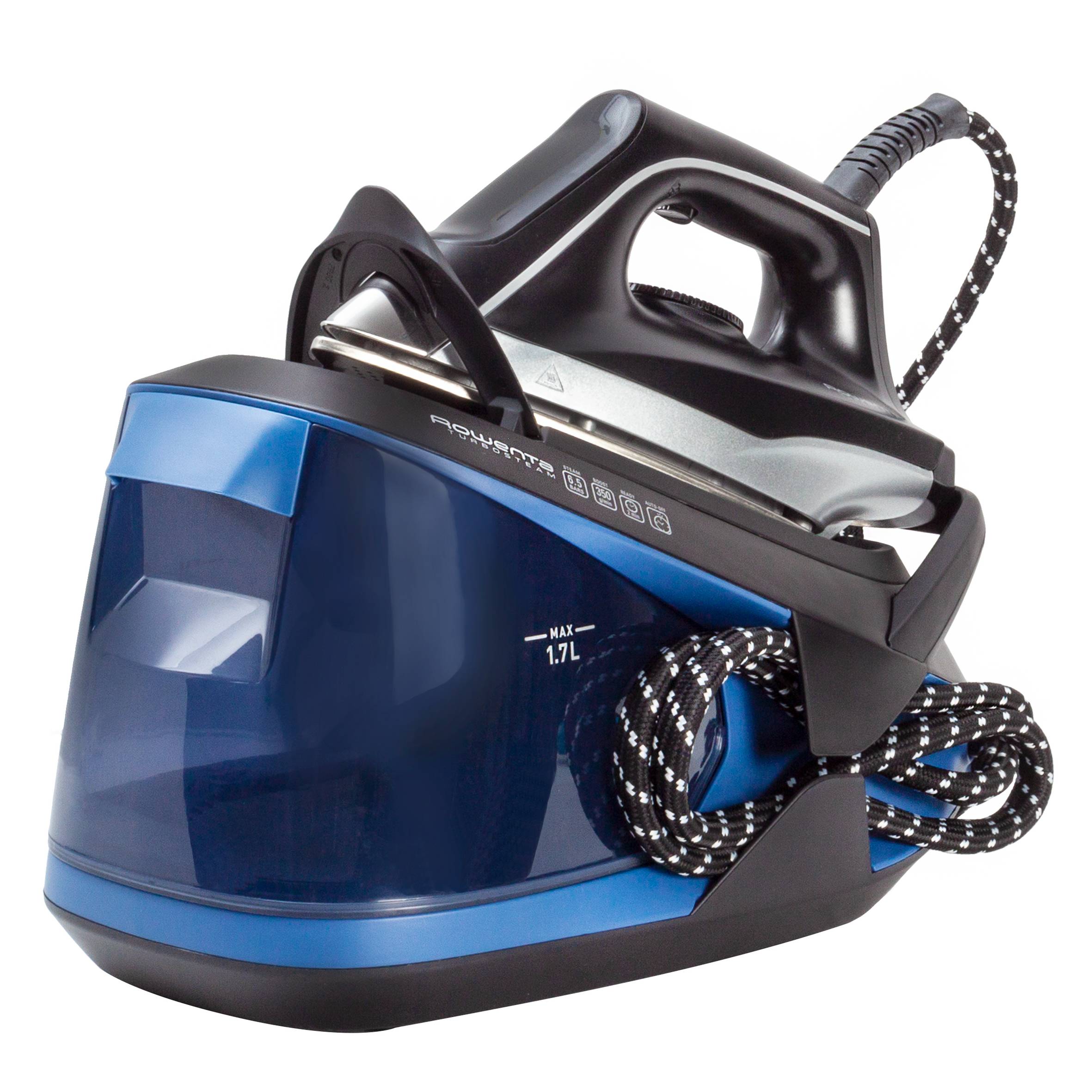 Turbosteam de Rowenta, Centro de planchado, 6,5 bares, Golpe de vapor de 370 g/min, Suela MicroSteam, Modo Eco, VR8322F0
