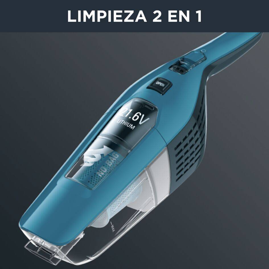 Dual Force 2 en 1, Aspiradora sin cable y de mano, Plegable, Accesorio para ranuras, Azul